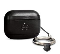 Funda Dreem de Cuero auténtico para AirPods Pro 3, con mosquetón para Llavero, para Apple AirPods Pro 3, de Cuero + Carcasa Protectora, Compatible con MagSafe, con Efecto de Movimiento [Om:Black]