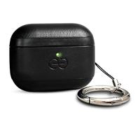 Funda Dreem de Piel Vegana para AirPods Pro 3, con mosquetón para Llavero, para Apple AirPods Pro 3, Piel + Carcasa Protectora, Compatible con MagSafe, con Efecto de Movimiento [Om:Black]