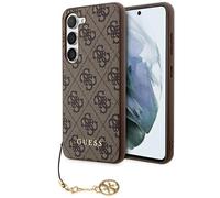Funda Dura Galaxy A55 Guess Cuero Sintético Marrón Logo Cadena Dorada