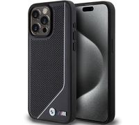 Funda Dura Para iPhone 15 Pro BMW MagSafe Negra Logo Metal