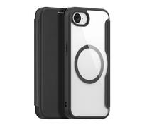 Funda DUX DUCIS para iPhone 16e con tapa tipo billetera y cubierta magnética transparente Negro