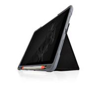 STM Bags Dux Plus Duo - Funda para Apple iPad de 10,2" (2021-2019), Color Negro y Transparente [estándar Militar I Apple Pencil/Logitech Crayon Compartimento I Impermeable I Función Atril I