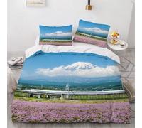 Funda Edredon 150x200 cm Tren de Alta Velocidad Microfibra Suave Funda Nórdica Cama 90 Fundas Nordicas 3D Paisajes de Campos de FloresRopa de Cama 3 Piezas y 2 Fundas de Almohada 50x75 a1737