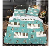 Funda Edredón 150x220 cm Notas Musicales de Piano Funda nordica Cama 90 cm Música de Pentagrama Ropa de Cama de Microfibra Suave y 2 Fundas de Almohada 50x75 cm para niños Adolescentes K.268