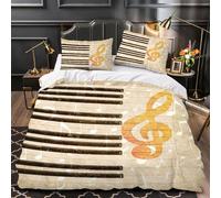 Funda Edredón 150x220 cm Teclas de Piano Funda nordica Cama 90 cm Notas Musicales Ropa de Cama de Microfibra Suave y 2 Fundas de Almohada 50x75 cm para niños Adolescentes K.250