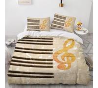 Funda Edredón 200x220 cm Música de Piano Funda Nordica Cama 135 cm Nota Musical Ropa de Cama de Microfibra Suave y 2 Fundas de Almohada 50x75 cm para niños Adolescentes y Adulto K.617