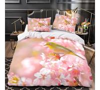 Funda Edredón 240x260 cm Flores y Pájaros Funda nordica Cama 180 cm Rosa Ropa de Cama de Microfibra Suave y 2 Fundas de Almohada 50x75 cm para niños Adolescentes y Adulto m.1177