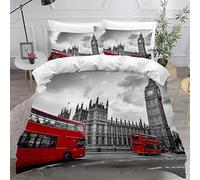 Funda Edredón 240x260 cm Londres Funda nordica Cama 180 cm Diseño Retro Ropa de Cama de Microfibra Suave y 2 Fundas de Almohada 50x75 cm para niños Adolescentes y Adulto a.18