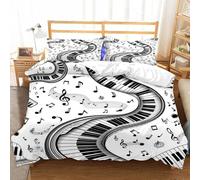 Funda Edredón 240x260 cm Notas Abstractas de Piano Funda nordica Cama 180 cm Tema Musical Ropa de Cama de Microfibra Suave y 2 Fundas de Almohada 50x75 cm para niños Adolescentes y Adulto K.148