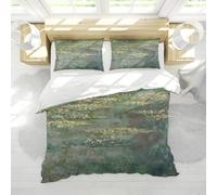 Funda edredón Monet Green Pond Water Lilies Juego Ropa Cama con 2 Fundas Almohada Juego Funda edredón Microfibra Suave con Cierre Cremallera y Lazos 240x260cm