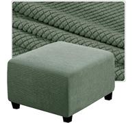 Funda Elástica Cuadrada para Otomana Funda de Tela para Taburete con Base Elástica Fundas para Reposapiés Puf Sofá Decorativa (Verde Hierba 65 X 65 cm)