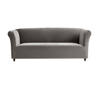 Funda elástica de terciopelo de lujo para sofá, antideslizante, protector de cojín para sofá de dos plazas (gris claro), elegante tela de pelo perfecta para decoración del hogar y suave