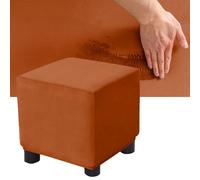 Funda elástica de terciopelo para sillón, funda otomana para banquete con 4 correas antideslizantes, protector de muebles, color naranja, se adapta a otomanas cuadradas, duradera y elegante