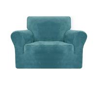Funda elástica de terciopelo para sofá de 1, 2 y 3 plazas, protector de piel Chesterfield antideslizante para sala de estar, color azul y elegante decoración del hogar