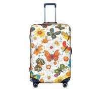 Funda elástica Duradera para Maletas con diseño de Mariposas y Margaritas: Protege y distingue tu Equipaje