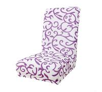 Funda elástica estampada para silla, medio paquete, funda elástica resistente a las arrugas, tela para bodas, fiestas, banquetes, conferencias, celebraciones, decoración (morado)