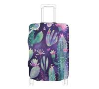 Funda elástica extra grande para equipaje, a prueba de polvo, accesorios de viaje, para equipaje de 18 a 32 pulgadas, Fondo púrpura cactus flores pájaros, L 26-28 in