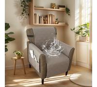 Funda elástica for sillón de banquete, funda de punto con brazos, antideslizante e impermeable, ideal for sala de estar, oficina, recepción y protección for muebles aptos for mascotas.(Khaki B)