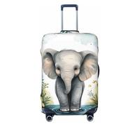 Funda elástica lavable con diseño de elefante, divertida, con hojas verdes y estampado de vida silvestre. Protector antiarañazos para maletas de viaje con cremallera oculta, para maletas de 18 a 32