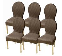 Funda elástica moderna para silla de comedor con respaldo redondo, reposabrazos pequeño/grande, patas de madera, protector ovalado, color rojo vino, perfecta para decoración y protección del hogar