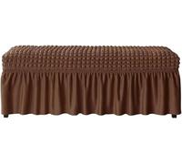 Funda Elástica para Banco De Comedor - con Falda, Tejido Seersucker Antimanchas - Funda Lavable Y Ajustable para Banco, Sofá Y Piano De Sala O Cocina(Brown,XL)