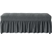 Funda Elástica para Banco De Comedor - con Falda, Tejido Seersucker Antimanchas - Funda Lavable Y Ajustable para Banco, Sofá Y Piano De Sala O Cocina(Dark Gray,M)
