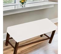 Funda Elástica para Banco de Piano, Cubiertas de Asiento Largo para Comedor, Protector para Banquette, Cojín en Pie de Cama, Estilo Rústico(White,M:52-59in/130-150CM)