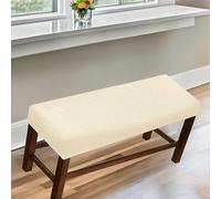 Funda Elástica para Banco de Piano, Cubiertas de Asiento Largo para Comedor, Protector para Banquette, Cojín en Pie de Cama, Estilo Rústico(Beige,XS:24-33in/60-85CM)