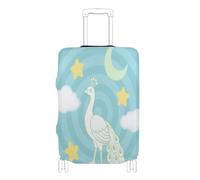 Funda elástica para equipaje, antiarañazos, funda elástica para maleta, para equipaje de 18 a 32 pulgadas, azul (Line Drawing Peacock Lake Blue), L 26-28 in