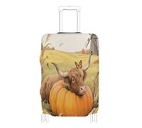 Funda elástica para equipaje de mano, resistente a los arañazos, protector de equipaje para equipaje de 18 a 32 pulgadas, Hello Fall Autumn Cow Pumpkin, M 22-24 in