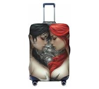 Funda elástica para equipaje de viaje, color rojo y negro, diseño de diosa de fantasía, antiarañazos, Black, M