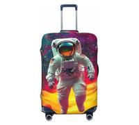 Funda elástica para equipaje de viaje con diseño de astronautas, con texto en inglés "Stand in the Sky in The Milky Way", antiarañazos, Black, L