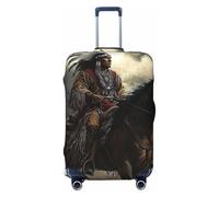 Funda elástica para equipaje de viaje con diseño de guerreros nativos americanos a caballo, protector de maleta, funda de equipaje impresa antiarañazos, Black, L