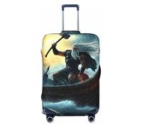 Funda elástica para equipaje de viaje con diseño de guerreros vikingos y dragones, antiarañazos, Black, XL