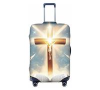 Funda elástica para equipaje de viaje con diseño de La Cruz Gloriosa y el Libro Sagrado, Black, M