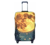 Funda elástica para equipaje de viaje con diseño de luna llena, estrellas y pinos, 3D, antiarañazos, para viaje, con estampado de luna llena, estrellas y pinos, Black, S