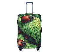 Funda elástica para equipaje de viaje con diseño de mariquita llena de vida en una hoja, protector de maleta, funda de equipaje impresa antiarañazos, Black, L