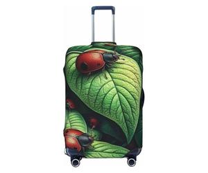 Funda elástica para equipaje de viaje con diseño de mariquita llena de vida en una hoja, protector de maleta, funda de equipaje impresa antiarañazos, Black, S