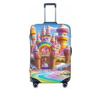 Funda elástica para equipaje de viaje con diseño de piruletas y castillo de helado, bandera de arco iris, protector de maleta, funda de equipaje impresa antiarañazos, Black, M