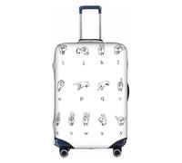 Funda elástica para equipaje de viaje, con estampado de alfabeto y lenguaje de señas, funda protectora para maleta con cremallera., blanco, Large