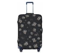 Funda elástica para equipaje de viaje con patrón de huellas en blanco y negro, protector de maleta, funda de equipaje con impresión antiarañazos, Black, XL