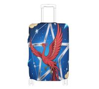 Funda elástica para equipaje de viaje, cubierta a prueba de polvo para protección de equipaje de 18 a 32 pulgadas, Estrella abstracta roja fénix cielo azul, L 26-28 in