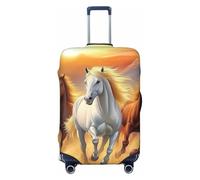 Funda elástica para equipaje de viaje de siete coloridos caballos de la suerte, protector de maleta, funda de equipaje impresa antiarañazos, Black, S
