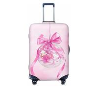 Funda elástica para equipaje de viaje, diseño de bola de discoteca con lazo rosa, a prueba de polvo, resistente a los arañazos, protector de maleta de 22 a 24 pulgadas
