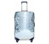 Funda elástica para equipaje de viaje, diseño de bosque nevado de invierno, Navidad, camino de jardín, protector de maleta, funda de equipaje con impresión antiarañazos, Black, S