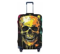 Funda elástica para equipaje de viaje, diseño de calavera, roja, amarilla y azul, antiarañazos, Black, XL