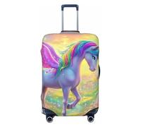 Funda elástica para equipaje de viaje, diseño de unicornios y hadas, arcoíris, flores, protector de maleta, antiarañazos, estampado, Black, S