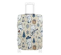 Funda elástica para equipaje de viaje, lavable, funda elástica, protector de equipaje para equipaje de 18 a 32 pulgadas, Retro Elephants Player Christmas Blue Beige, S 18-20 in