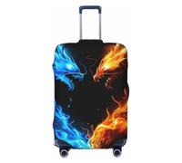 Funda elástica para equipaje, diseño de dragón de fuego y dragón de hielo, protector de maleta, antiarañazos, Black, L