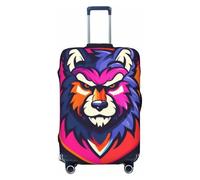 Funda elástica para equipaje, diseño de personajes de animales de dibujos animados, protector de maleta, funda de equipaje con impresión antiarañazos, Black, L